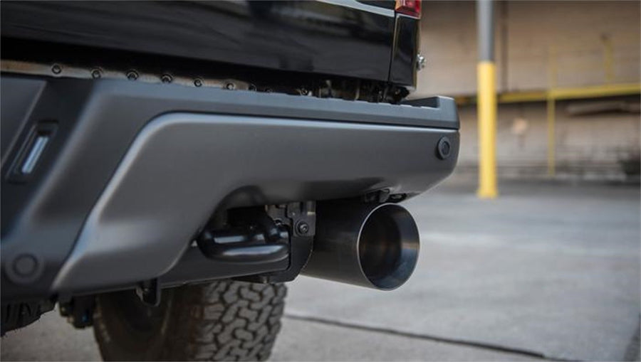 Cat-Back 3.0IN Single 5.0IN Tips (14397) Sport Sound Level | 2017-2020 Ford F-150 EcoBoost Raptor 3.5T Gunmetal PVD