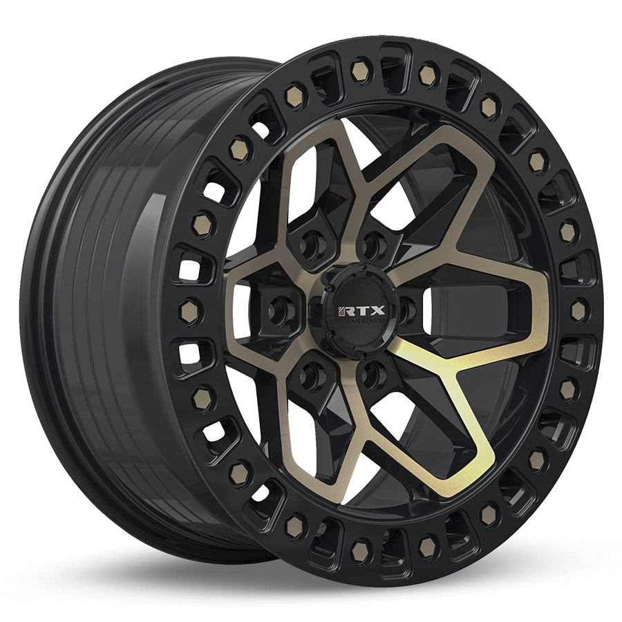 Custom RTX ZION Wheel - 18x9, 0 Offset, 5x127 Bolt Pattern, 71.5mm Hub - Black with Machined Bronze Face Rim