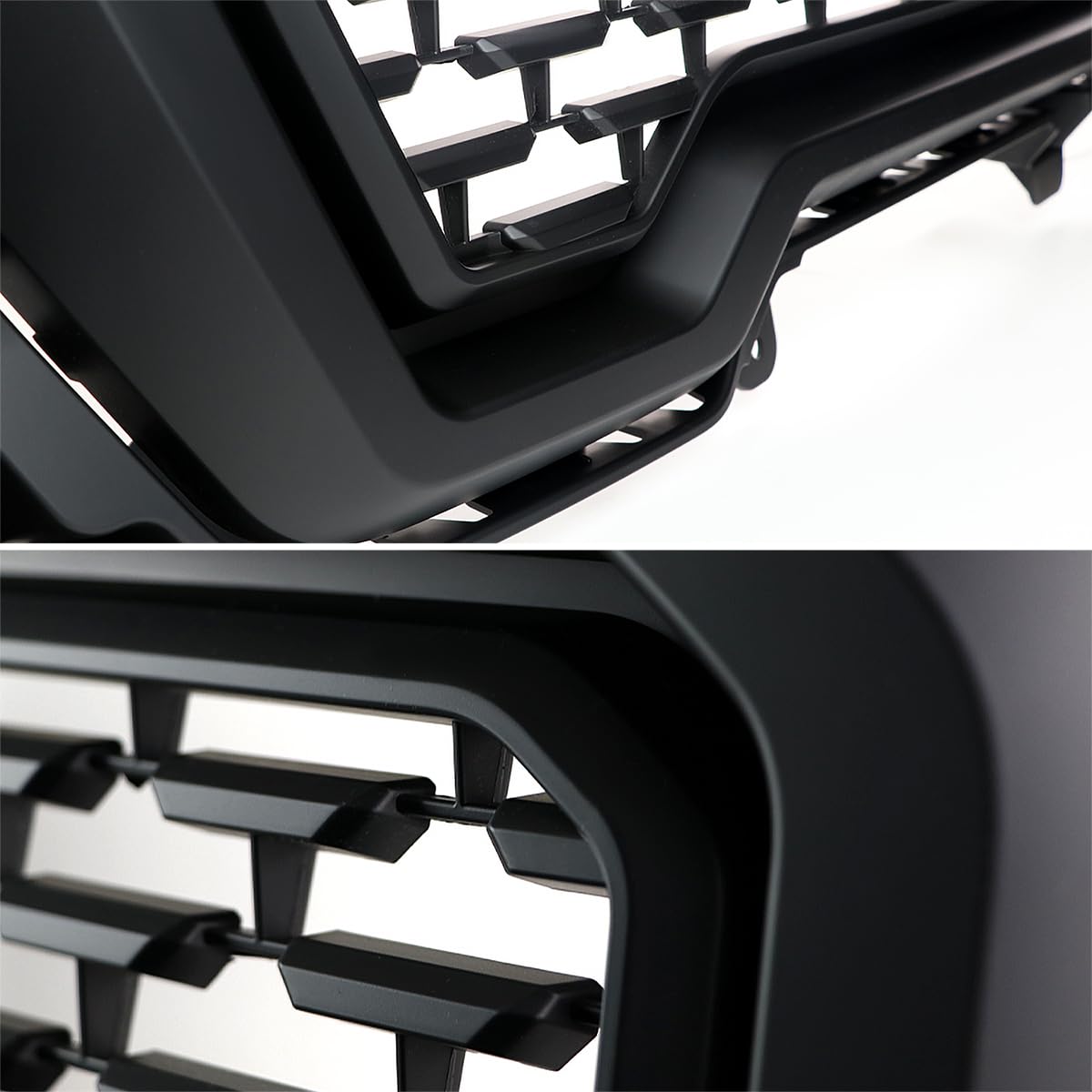 Denali Style Spec-D Tuning Matte Black Front Bumper Hood Upper Grill Grille Compatible with 2019-2021 GMC Sierra 1500