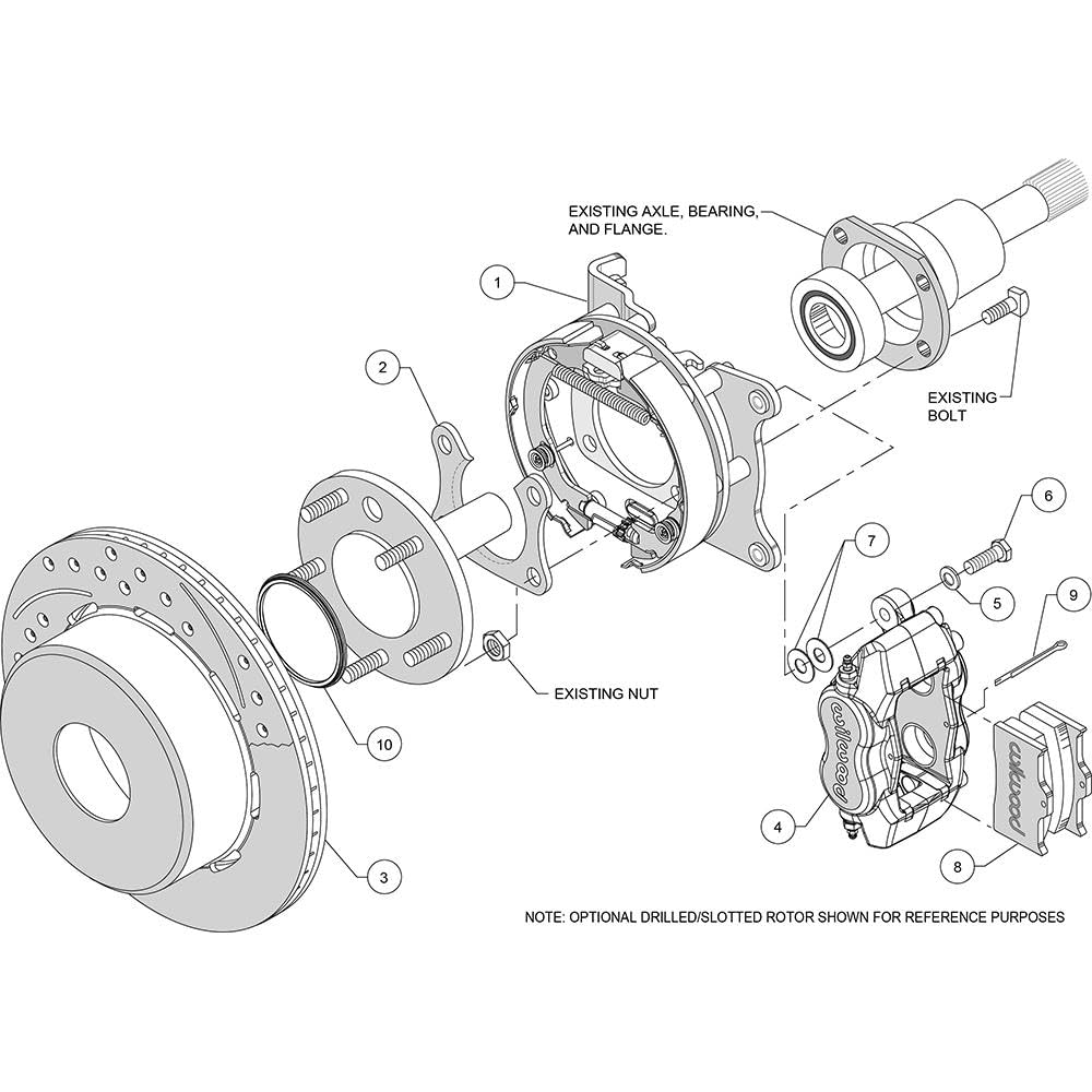 WILWOOD 140-7150-DR Park Brake Kit FDL P/S, Drilled, Red Big Ford New 2.50" Offset, Currie, Blank