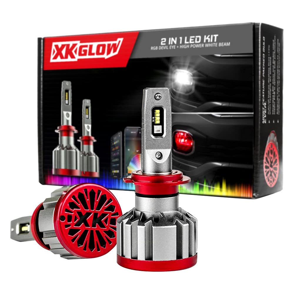 XK GLOW XK045004-H16 RGB 2In1 H16 - LED Headlight Bulb Million Color XKCHROME Smartphone App Controlled Headlight Kit