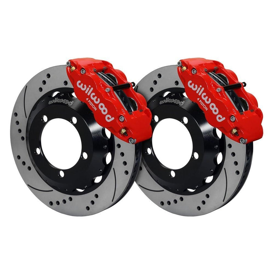 Wilwood Replacement 140-13329-DR KIT,Front, Bronco,66-75DANA 30/44,14.00,FNSL,Drum Spindle,DRILLED,RED,W/Lines Compatible with