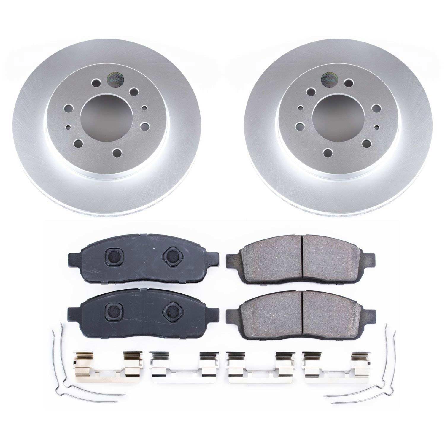 Power Stop Coated CRK5336 Rotor Front Brake Kit- Coated Brake Rotors & Z17 Ceramic Brake Pads For Ford F-150 2009 [Model Specific]