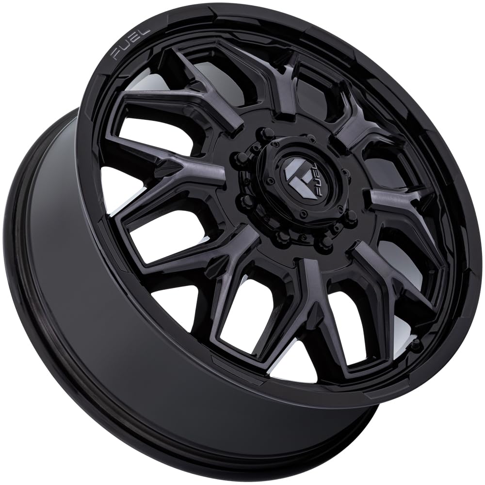 FLUX FUEL OFF-ROAD DUALLY 22X8.25 8X210 8.72 104mm GLOSS BLACK BRUSH-FC GRAY TINT - D875228293