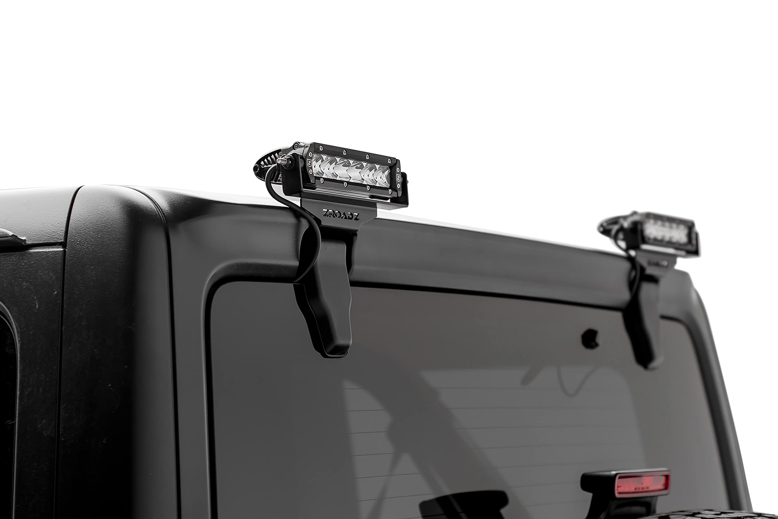 ZROADZ LED Bracket Rear Window - Compatible w/ 2018 - 2022 Jeep JL - to Mount (2) 6 Inch LED Lights - Mild Steel Gloss Black Finish - Bolt-On Easy Installation - PN #Z394941