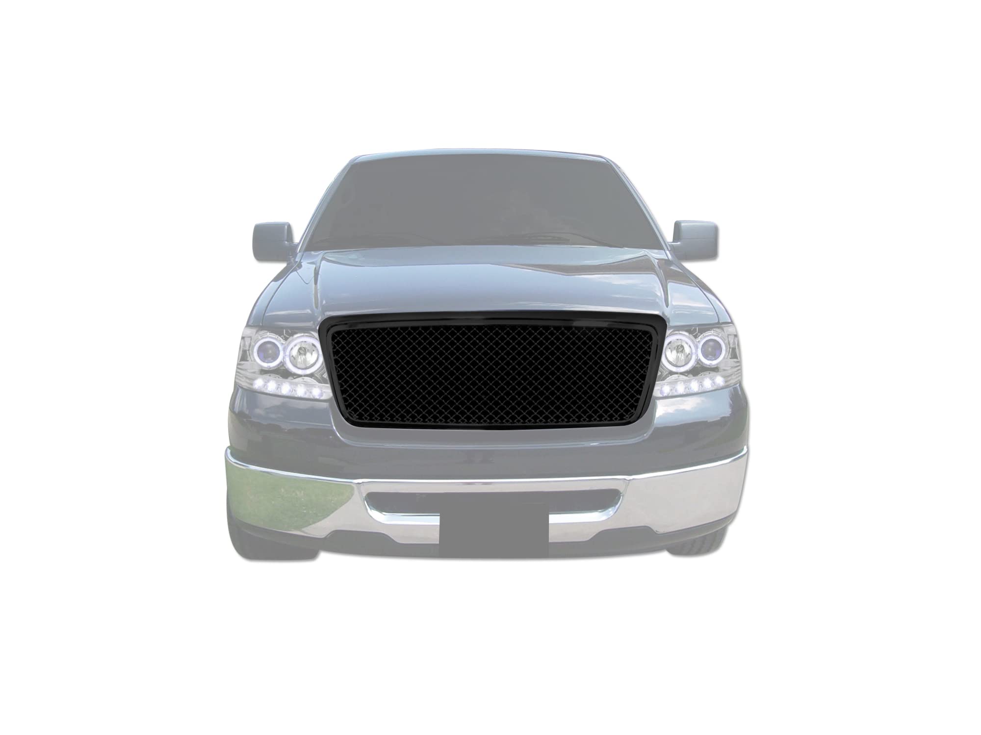 7148208 Armordillo USA Mesh Front Hood Grille - Gloss Black Fits 2004-2008 Ford F150 F-150/2006-2008 Lincoln Mark LT