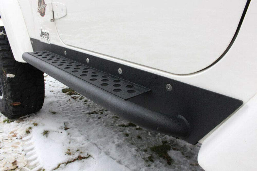 Jeep TJ Rock Slider W/Tube Step Fishbone Offroad - FB23028 97-06 Wrangler TJ Steel Black Textured Powdercoat
