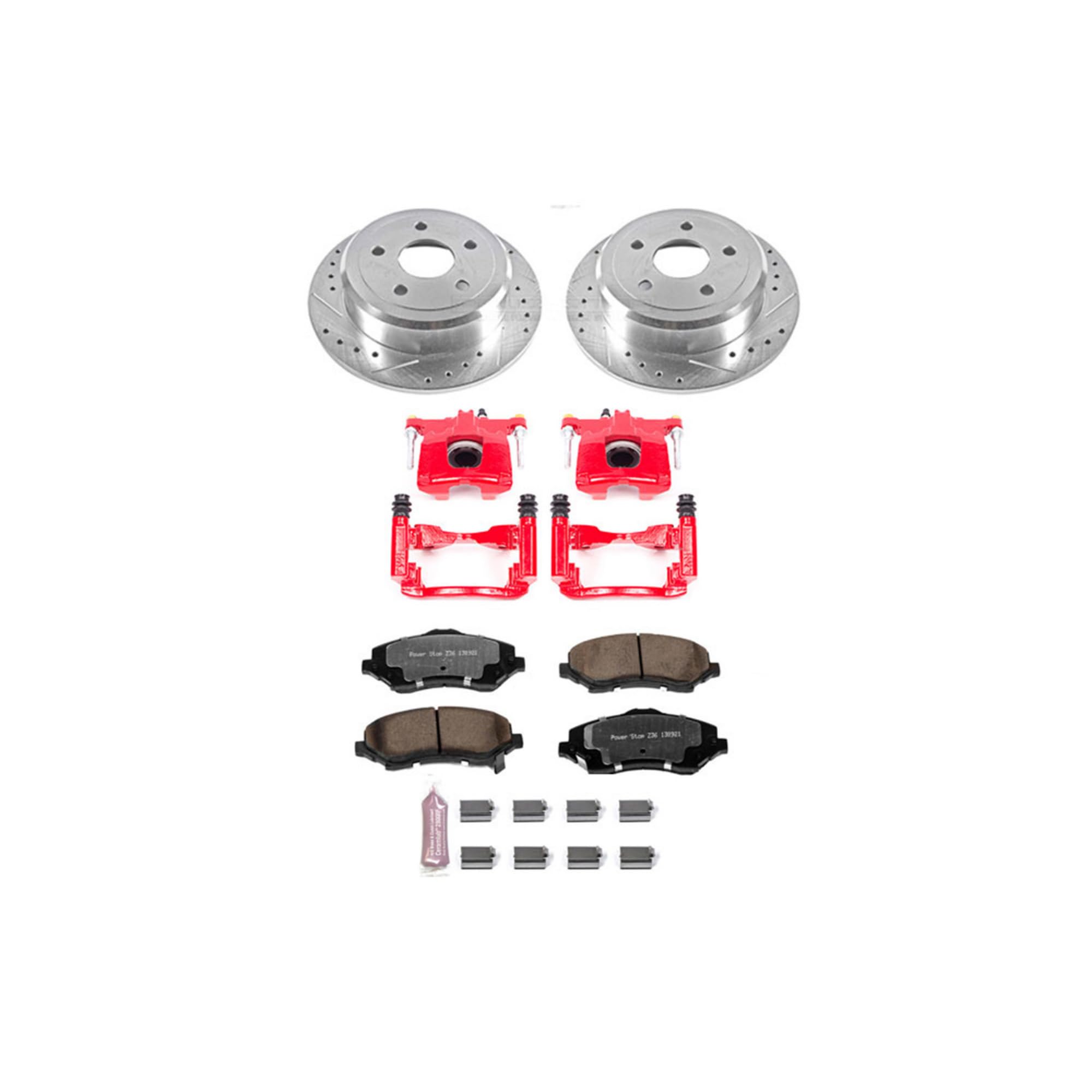 Power Stop Rear KC3090-36 Z36 Truck and Tow Brake Pads with Drilled and Slotted Brake Rotors Brake Kit For 2007 2008 2009 2010 2011 2012 2013 2014 2015 2016 2017 Jeep Wrangler