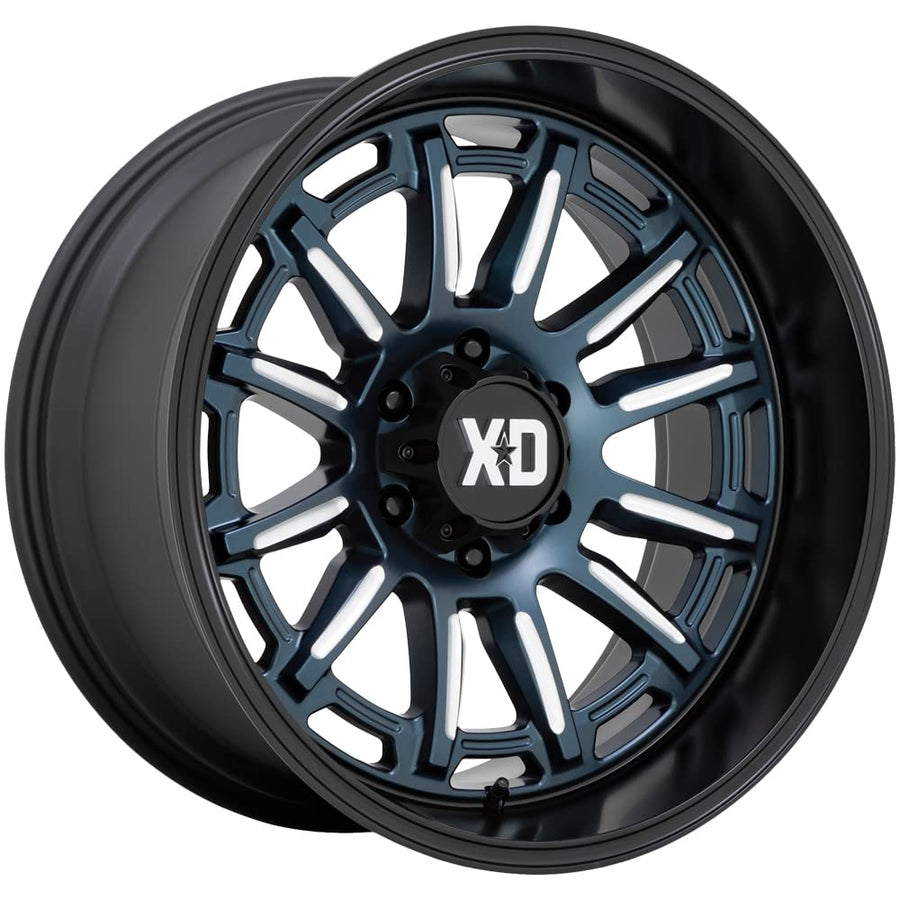 XD Wheels Xd865 Metallic Blue Phoenix Milled with Black Lip Wheel with Alloy Steel (20 x 10. inches /5 x 71 mm, -18 mm Offset)