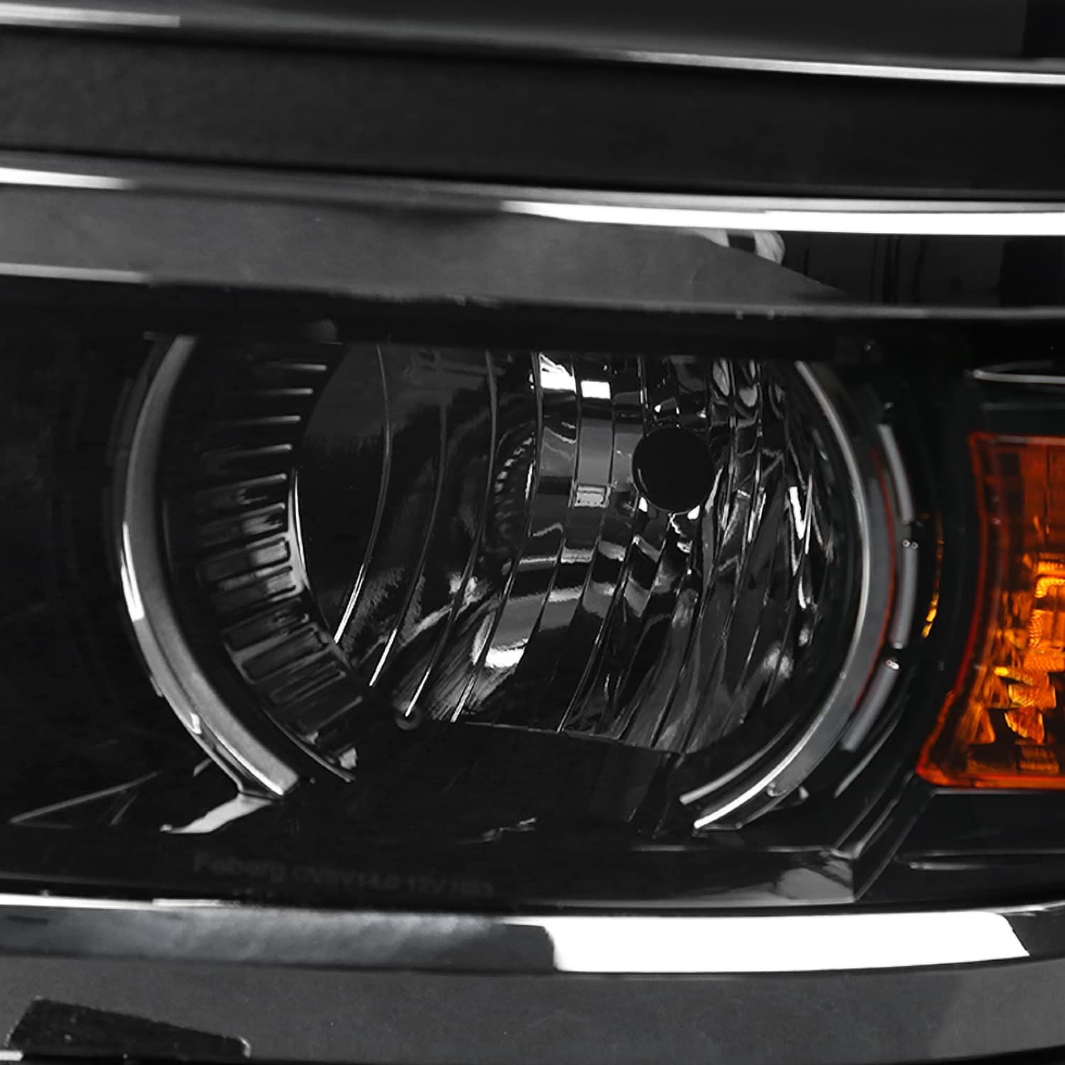 Jet Black SPEC-D TUNING Projector Headlights w/Silver Trim Compatible with 2014-2015 Chevy Silverado 1500, Left + Right Pair Headlamps Assembly