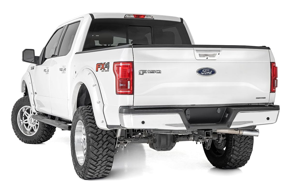 Rough Country Nerf Steps Oval for Ford F-150/Lightning/F-250/F-350/Raptor (2015-2026) Crew Cab - OEM Style Rails with Built-in Side Steps