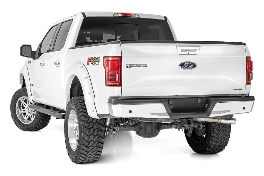 Rough Country Nerf Steps Oval for Ford F-150/Lightning/F-250/F-350/Raptor (2015-2026) Crew Cab - OEM Style Rails with Built-in Side Steps