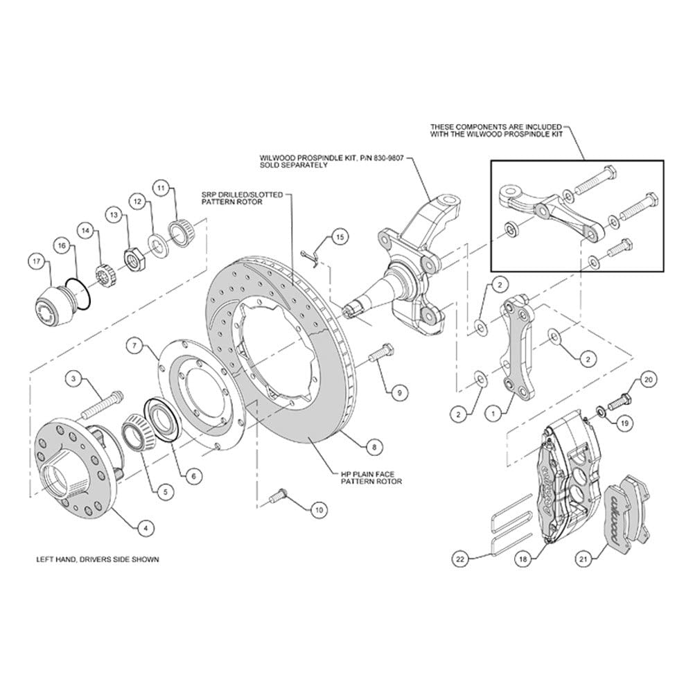 Front Hub Kit DP6A,12.19",Drilled,Red