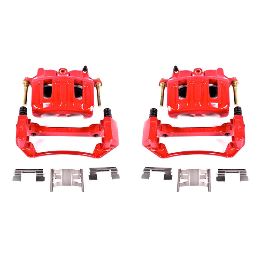 Power Stop S4750 Front Pair of High-Temp Red Powder Coated Calipers For Ford F-150 1999-2003, Lincoln Blackwood 2002 [Model Specific]