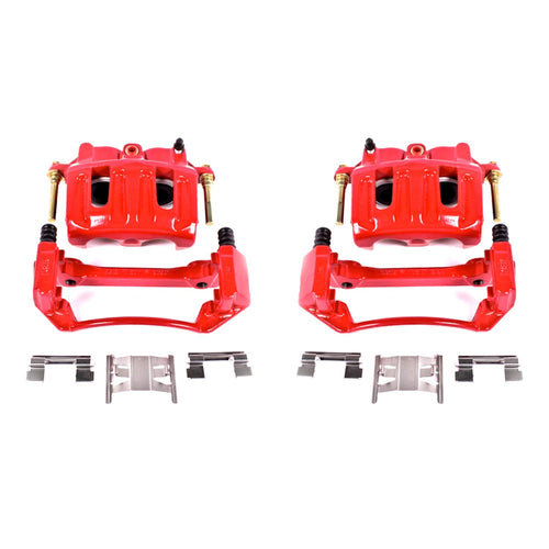 Power Stop S4750 Front Pair of High-Temp Red Powder Coated Calipers For Ford F-150 1999-2003, Lincoln Blackwood 2002 [Model Specific]