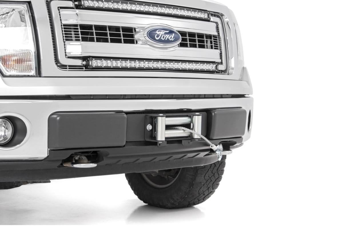 Rough Country Winch Mounting Plate Hidden (fits) 2009-2014 F150 | Recovery System | OEM Bumper Winch Mount | 1010 , Black