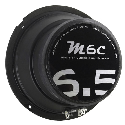 M6C Massive Audio 6.5” Mid-Range Speaker | 200W Max, 4 Ohm, High Efficiency Pro Car Audio Midrange, Shallow Mount Design, Pressed Paper Cone, Powerful Sound Upgrade for Car & Motorcycle Systems