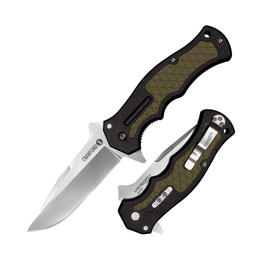 Cold Steel 3.5" Crawford Model 1 Clip Point Blade 4.875" OD Green Zy-Ex Handle Tactical Folding Knife, Boxed