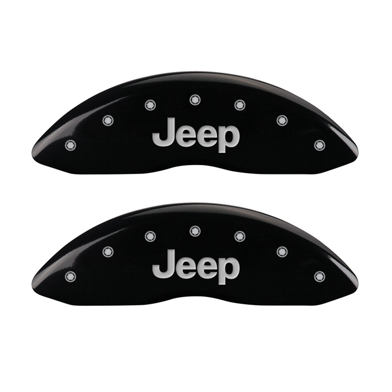 MGP Caliper Covers 'JEEP-EngravedRear' 42003SJPLBK Black Powder Coat Finish Engraved Caliper Cover with Silver Characters, (Set of 4)