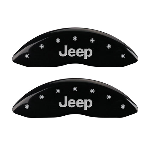 MGP Caliper Covers 'JEEP-EngravedRear' 42003SJPLBK Black Powder Coat Finish Engraved Caliper Cover with Silver Characters, (Set of 4)