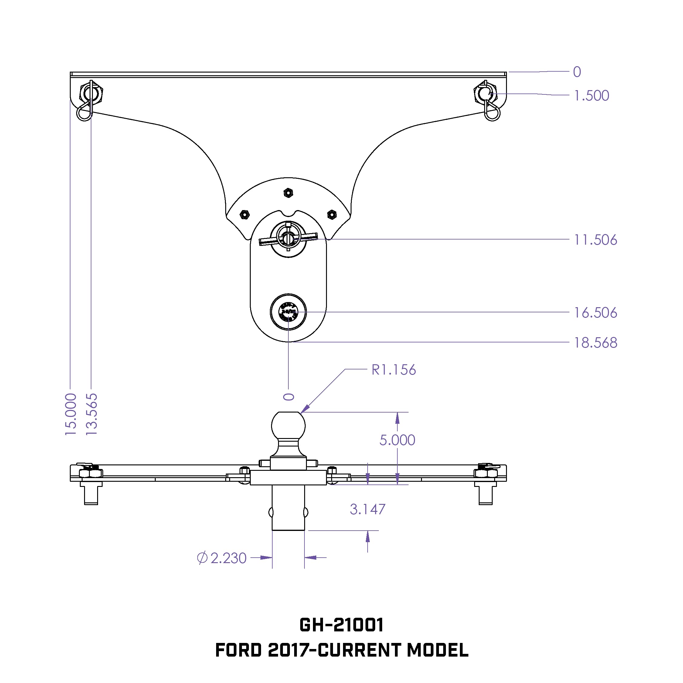 GoosePuck GEN-Y GH-21001 5" Offset Gooseneck Ball for OEM Puck Mount System fits Ford 2017 to Current - 25,000 LB Towing Capacity