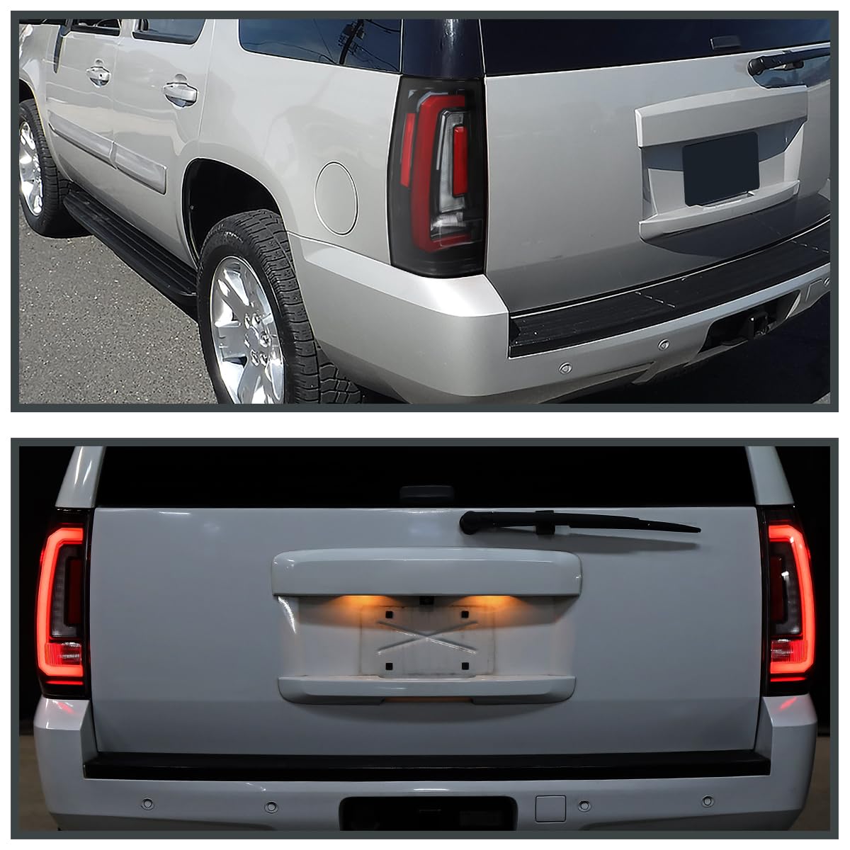 Tail Lights SPEC-D TUNING Glossy Black w/Red LED Sequential Turn Signals and Startup Animation Compatible with 2007-2014 Chevy Tahoe, Suburban, GMC Yukon/Denali/XL, Left + Right Pair Assembly