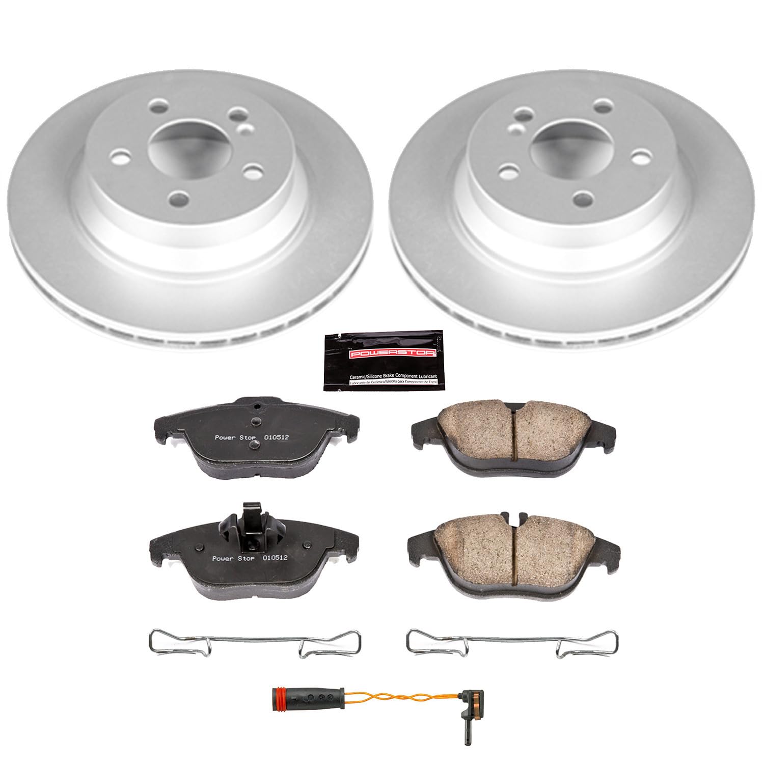 Power Stop Z23 Evolution Geomet Coated Brake Kit and 1 Rear Sensor Wire For Mercedes-Benz GLK250 2013-2015, Mercedes-Benz GLK350 2010-2015 [Model Specific]