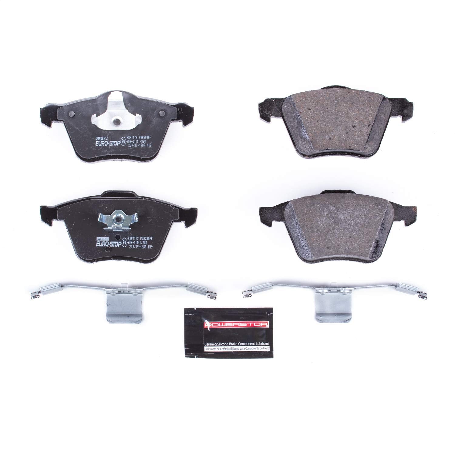 Power Stop Euro-Stop ESP1172 Front Ceramic Brake Pads For Volvo XC90 2003-2008, 2010-2014 [Model Specific]