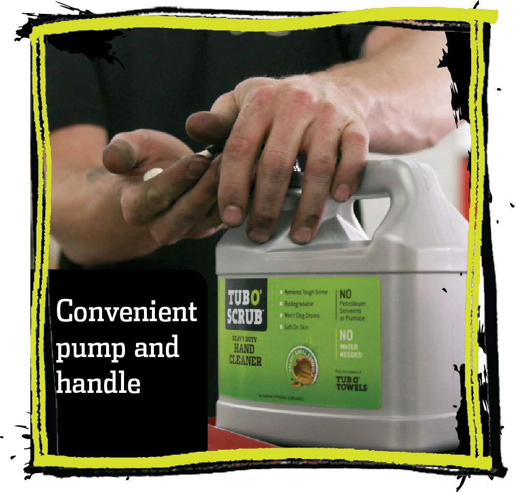 Heavy Duty Tub O' Scrub TS28 Pumice-Free Hand Cleaner, Removes Tough Grime & Dirt Without Water, Biodegradable, 128oz (1 Gallon) Pump Jug