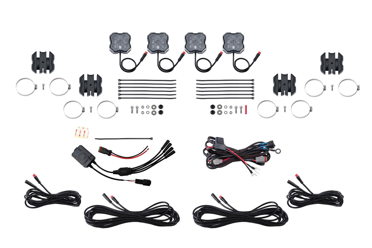 Stage Series Diode Dynamics SXS Rock Light Installer Kit, RGBW M8 w/Controller (4-Pack)