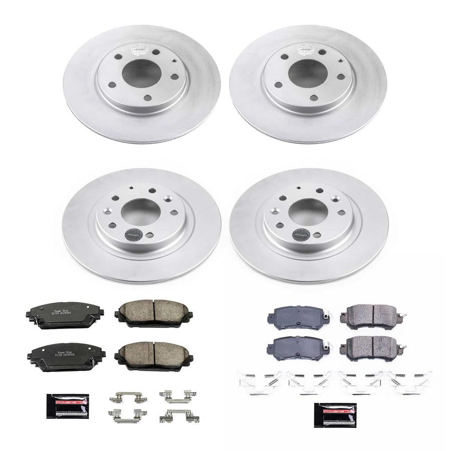 Power Stop Front and Rear CRK7608 Coated Brake Rotors and Z17 Ceramic Brake Pads Kit For Mazda CX-3 2016-2018 [Model Specific]