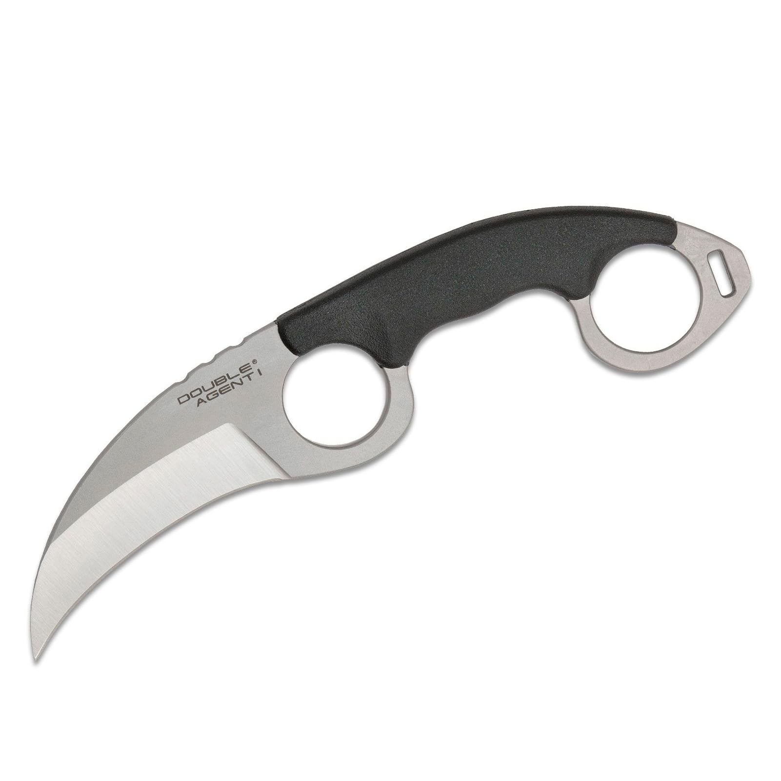 Cold Steel Durable Double Agent Lightweight Japanese AUS8A Steel Karambit Shape 3" Fixed Blade Tactical Outdoor Hunting Knife, Kray-Ex Handle, Secure-Ex Sheath - Plain Edge