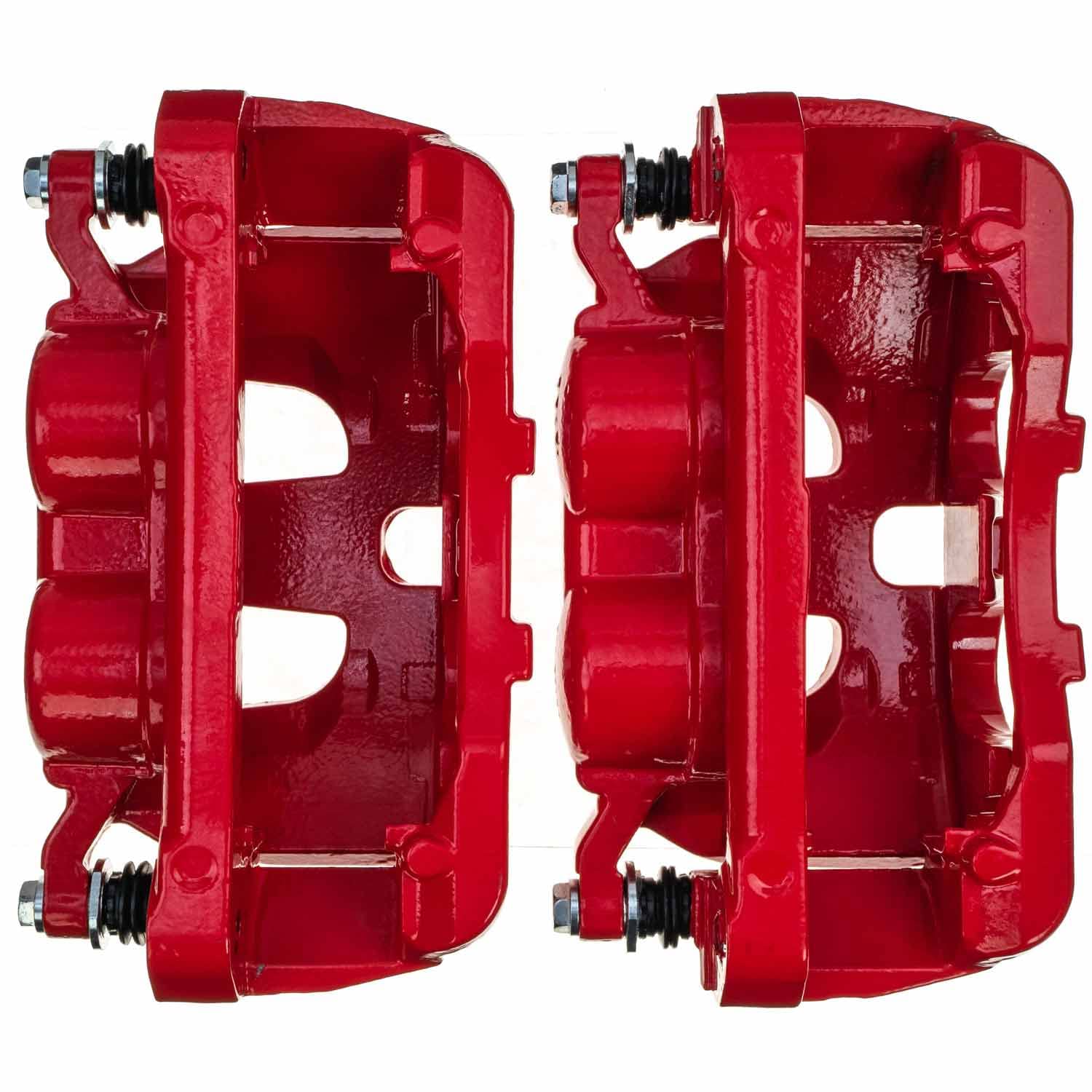 Power Stop S5486 High-Temp Front Pair of Red Powder Coated Calipers