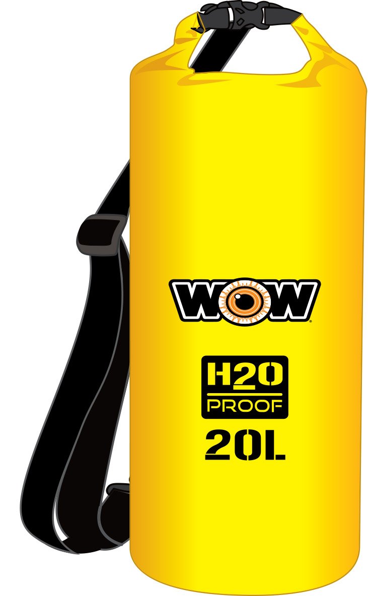 H2O Proof WOW Sports Dry Bag, Waterproof Backpack with Mesh Sides and Internal Phone Pocket, Waterproof Bag for Boating, Kayaking, Fishing, and More