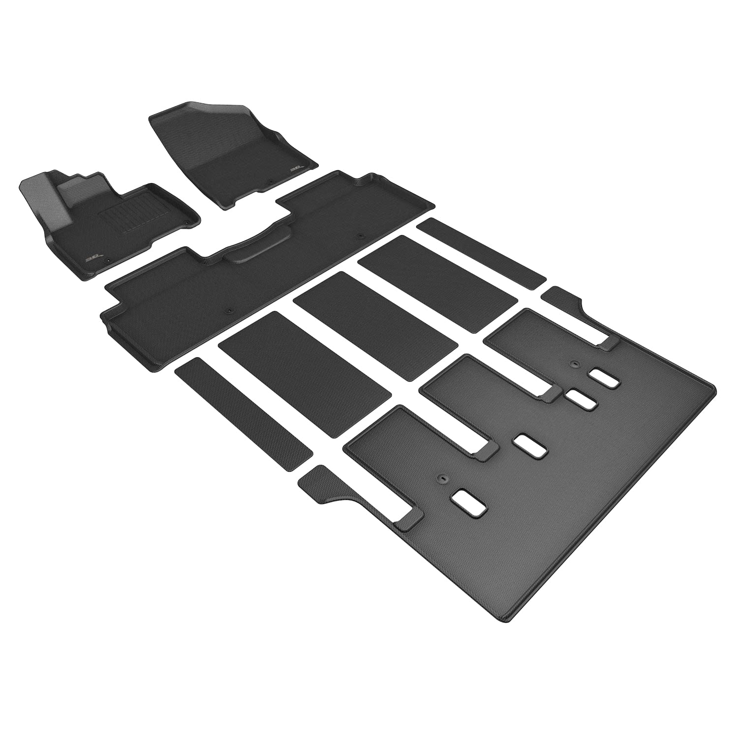 Kagu Floor Mat (Black) 3D MAXpider Custom Fit Compatible with Kia Carnival 7-Seat 2022-2025 (w/ Rear Auto Seat) - Full Set