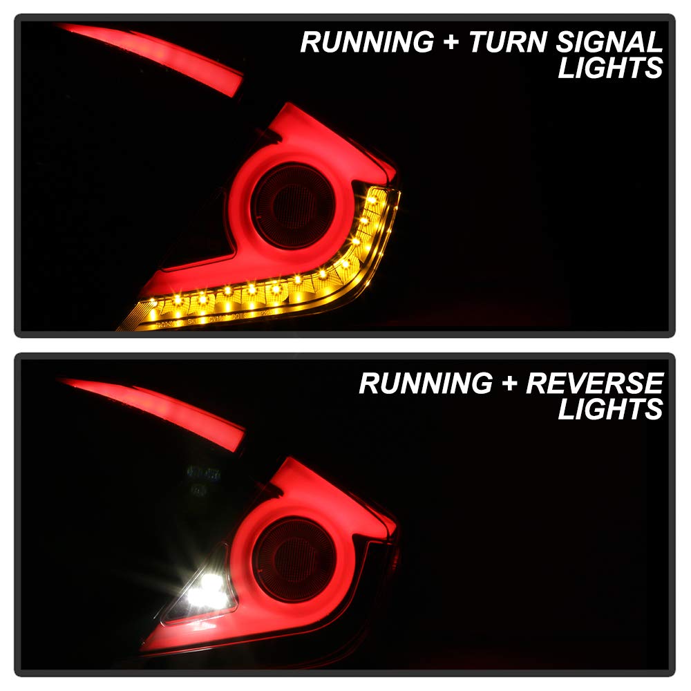 Honda Civic 2016-2019 Spyder 5086051 4 Door Light Bar LED Tail Lights - Black
