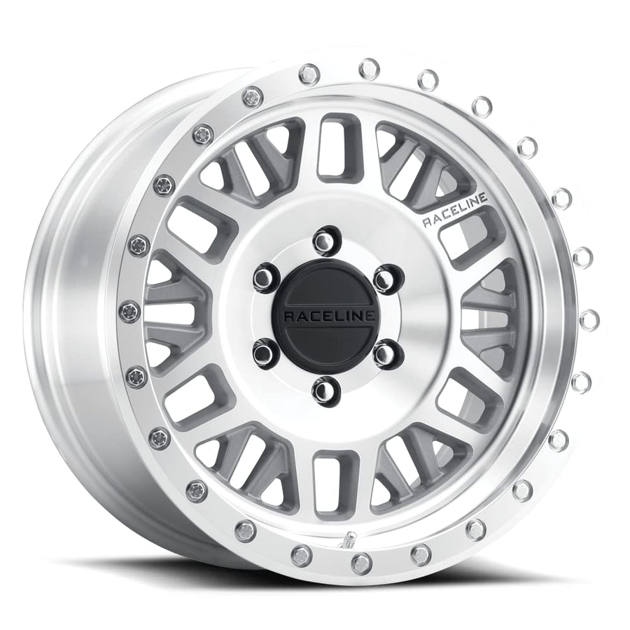 Raceline 951MC RYNO Wheels Machined Cc 17X8.5"6X120 Bolt Pattern 0mm Offset/(4.75"B/S) 6 Spoke Mesh Aluminum Passenger Car Wheels, Full Size Replacement Chrome Car Rims