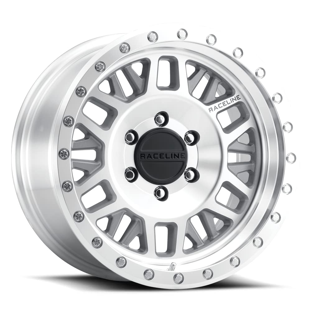 Raceline 951MC RYNO Wheels Machined Cc 17X9"5X127 Bolt Pattern -12mm Offset/(4.53"B/S) 6 Spoke Mesh Aluminum Passenger Car Wheels, Full Size Replacement Chrome Car Rims