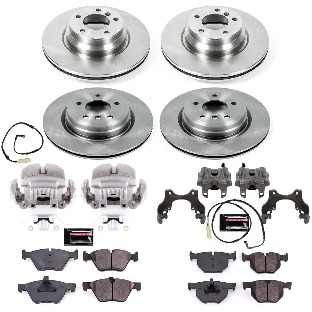 Power Stop KCOE2886 Replacement Autospecialty Front and Rear Caliper Kit-Rotors, Ceramic Brake Pads, Calipers For BMW 330i 2006 [Model Specific]
