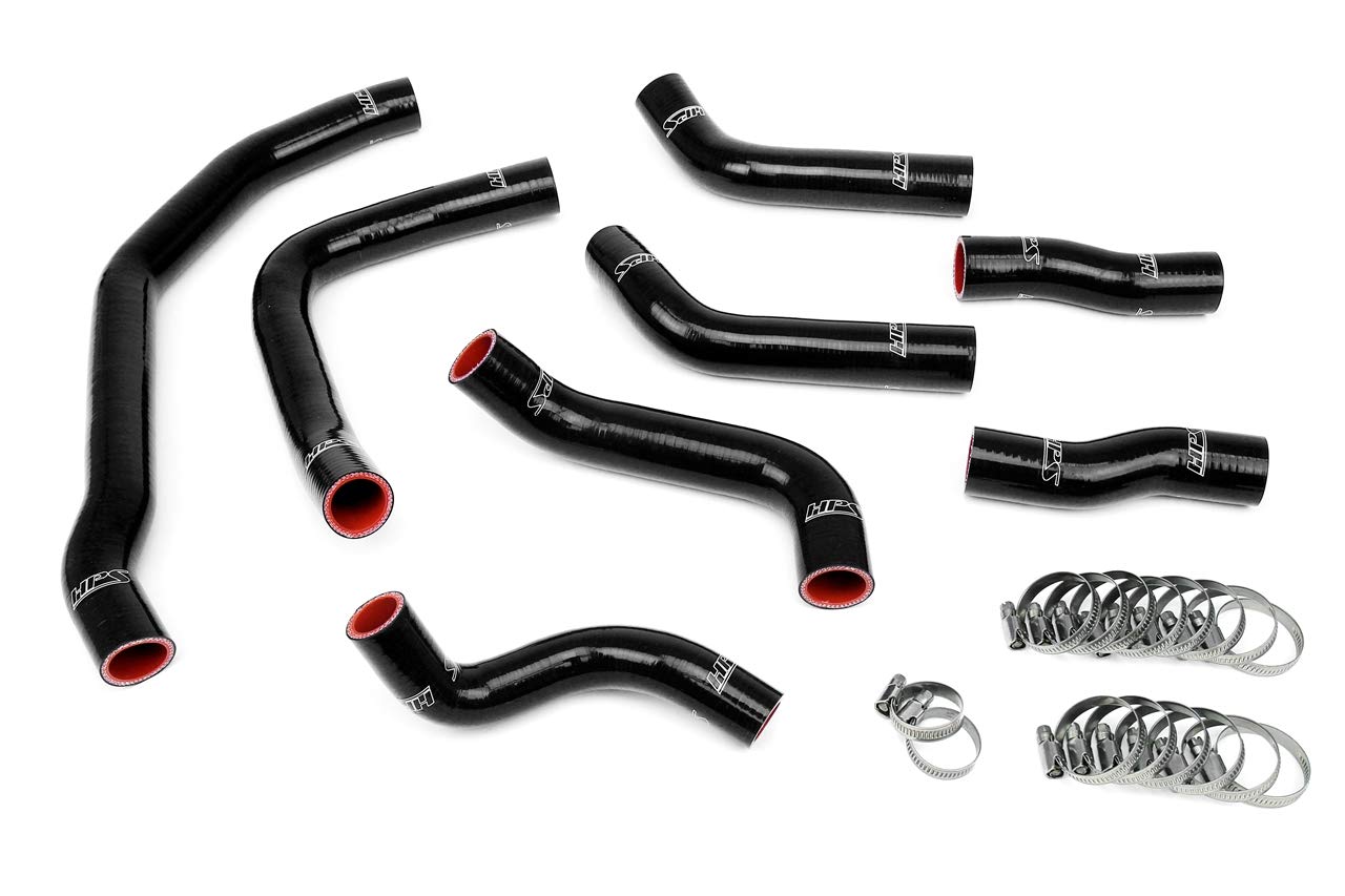 Black HPS 57-1501-BLK Silicone Coolant Hose Kit (front radiator + rear engine)