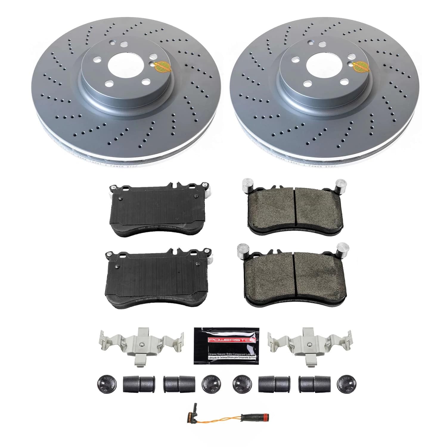 POWERSTOP Brake Kit For Mercedes-Benz E550 2012-2014 Front Geomet Coated Brake Rotors and Brake Pads