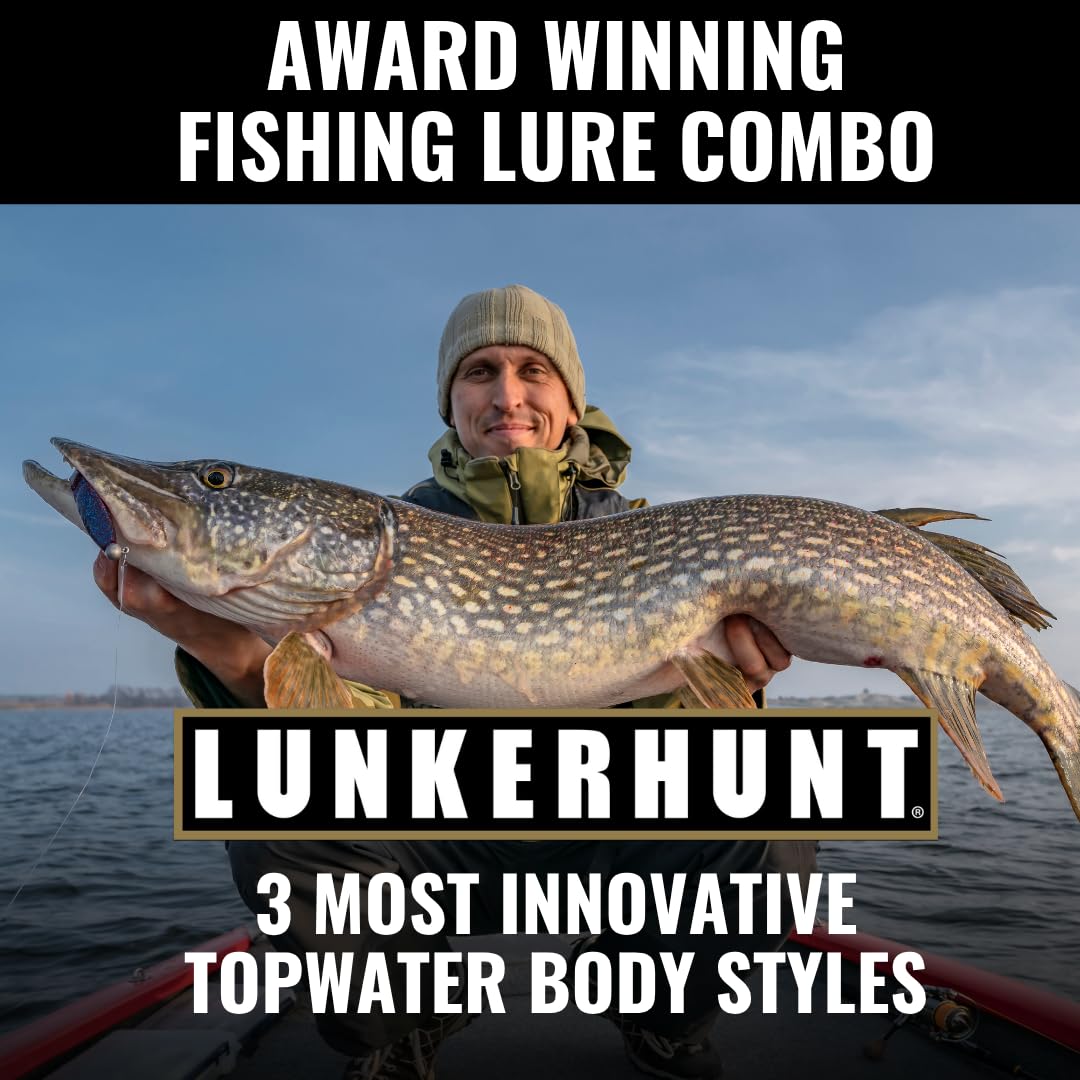 Lunkerhunt TOPCOM01 Combo Topwater – Assortment | Dragonfly, Lunker Frog, & Prop Fish | Durable Fishing Lures
