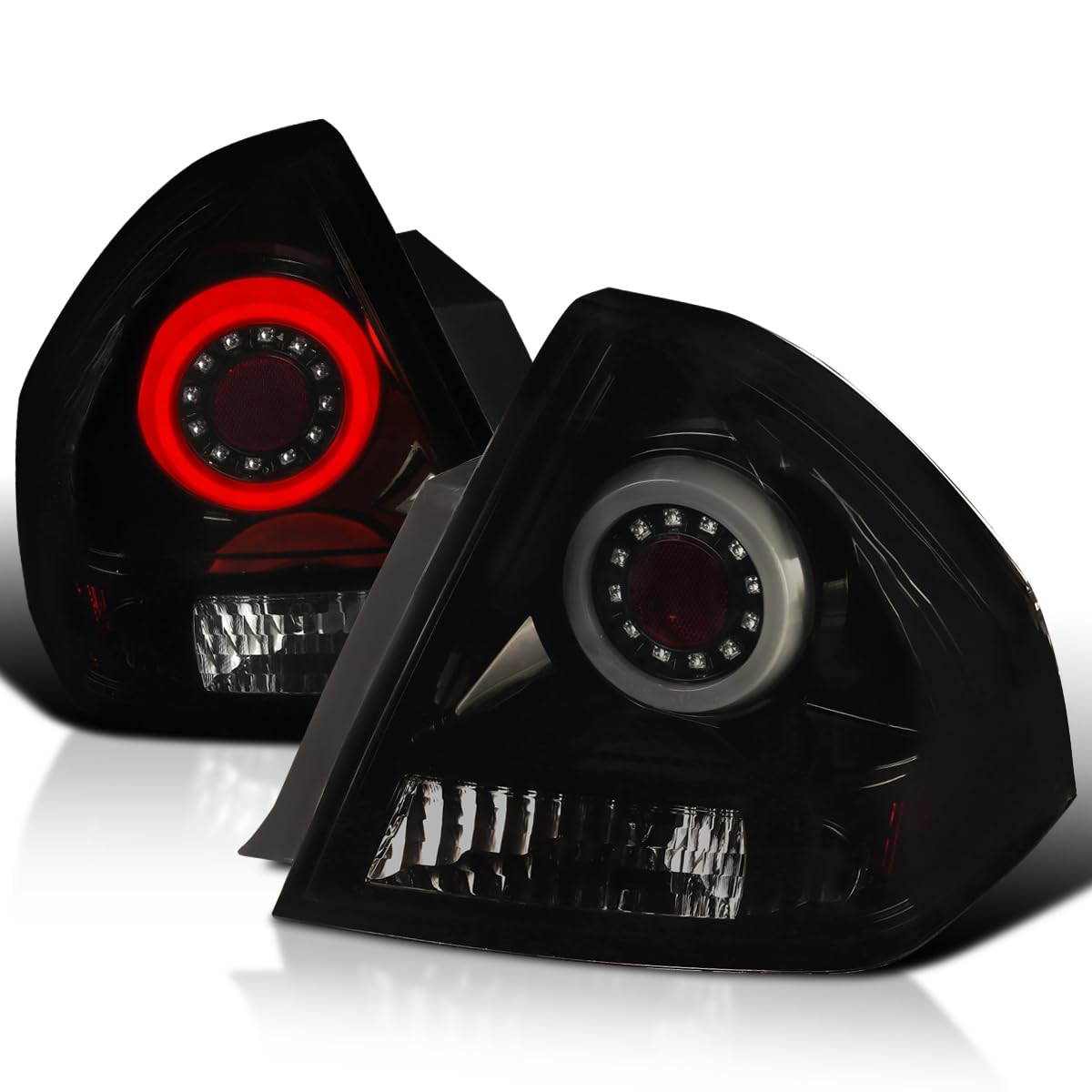 Glossy Black Smoke LED Halo Light Bar Tail Lights SPEC-D TUNING Compatible with 2006-2013 Chevy Impala, 2014-2016 Chevy Impala Limited, Left + Right Pair Assembly
