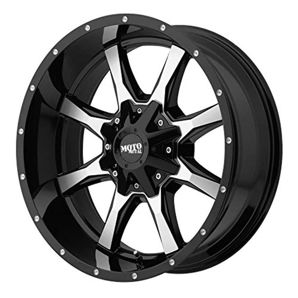 Gloss Black Moto Metal MO970 Wheel Machined with Milled Accents (20x10"/8x180mm, -24mm offset)
