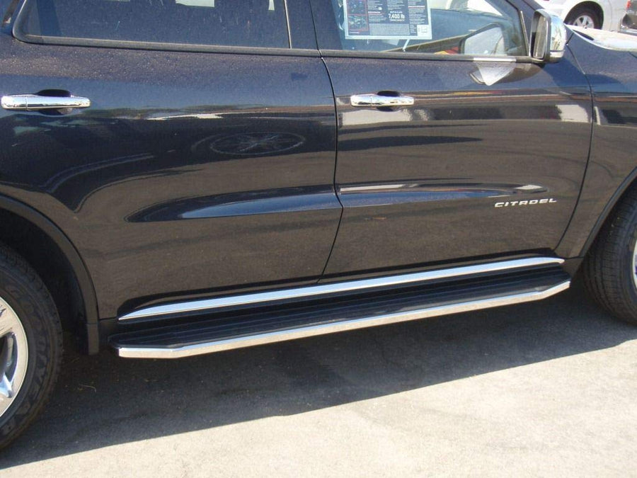 Running Board TrailFX R0005RB Fits Chevrolet Traverse 2009-2017 Black 76 Inch Extruded Aluminum with Stainless Steel Trim 200 lb Capacity Set of 2