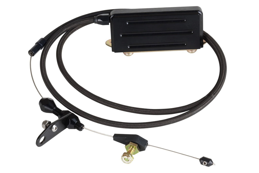 Kickdown Cable Kit Lokar XKD-2400HT with Black Stainless Steel Housing and Black Aluminum Fittings for GM TH-400 Transmission