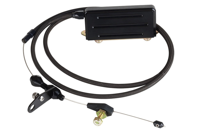 Kickdown Cable Kit Lokar XKD-2400HT with Black Stainless Steel Housing and Black Aluminum Fittings for GM TH-400 Transmission