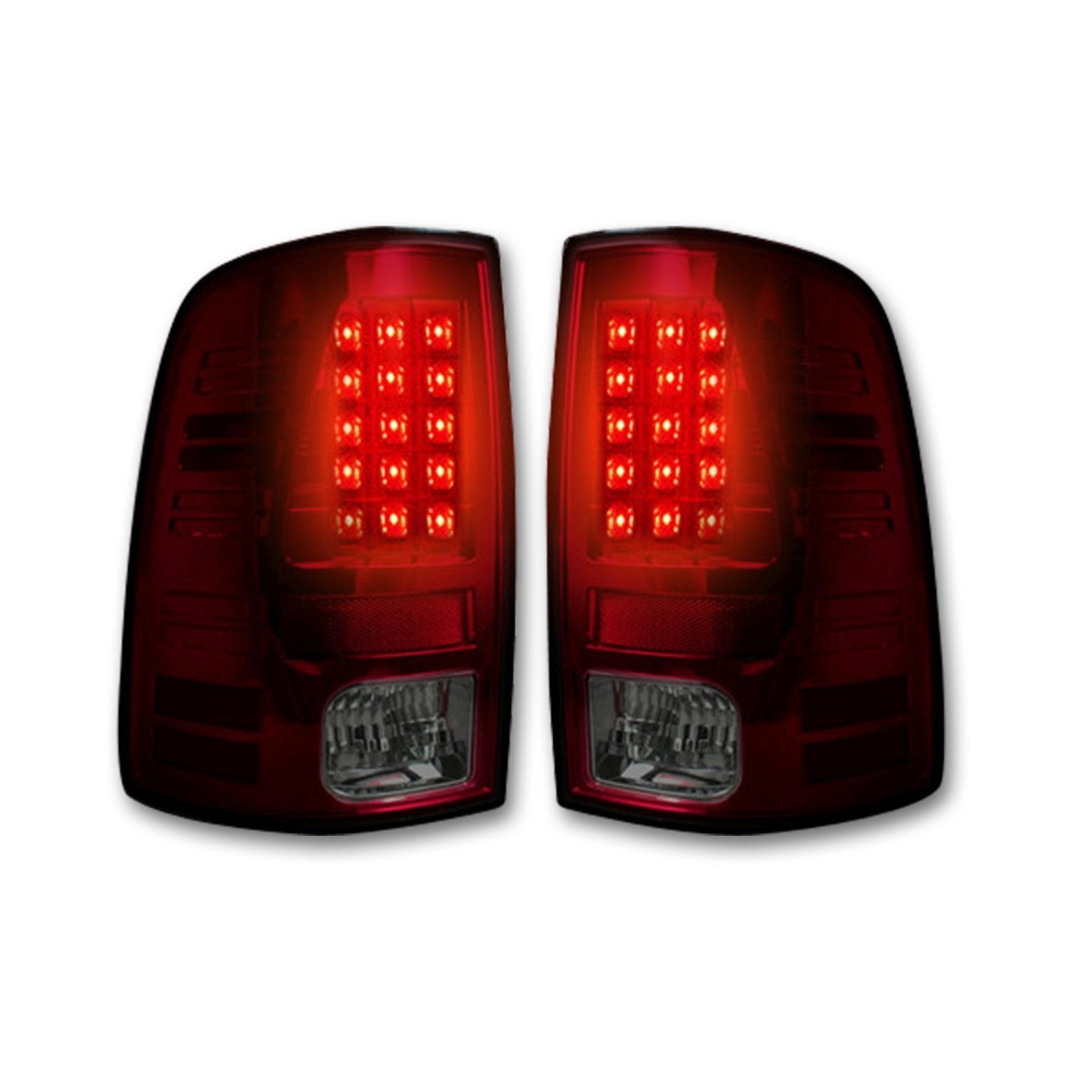 Rear Brake & Reverse 2013-14 Dodge Ram Dark Red Taillights w/Brake LED Bulbs