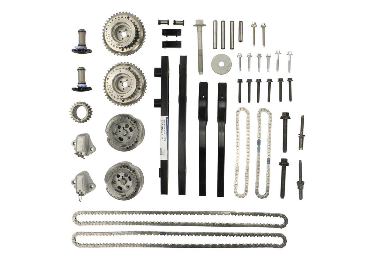 Ford Racing Camshaft Drive Kit, Camshaft Chains/VCT Phasers/Chain Guides/Hardware/Tensioners/Tensioner Arms/Sprocket, Ford Coyote, Ford Mustang 2018-23, Kit