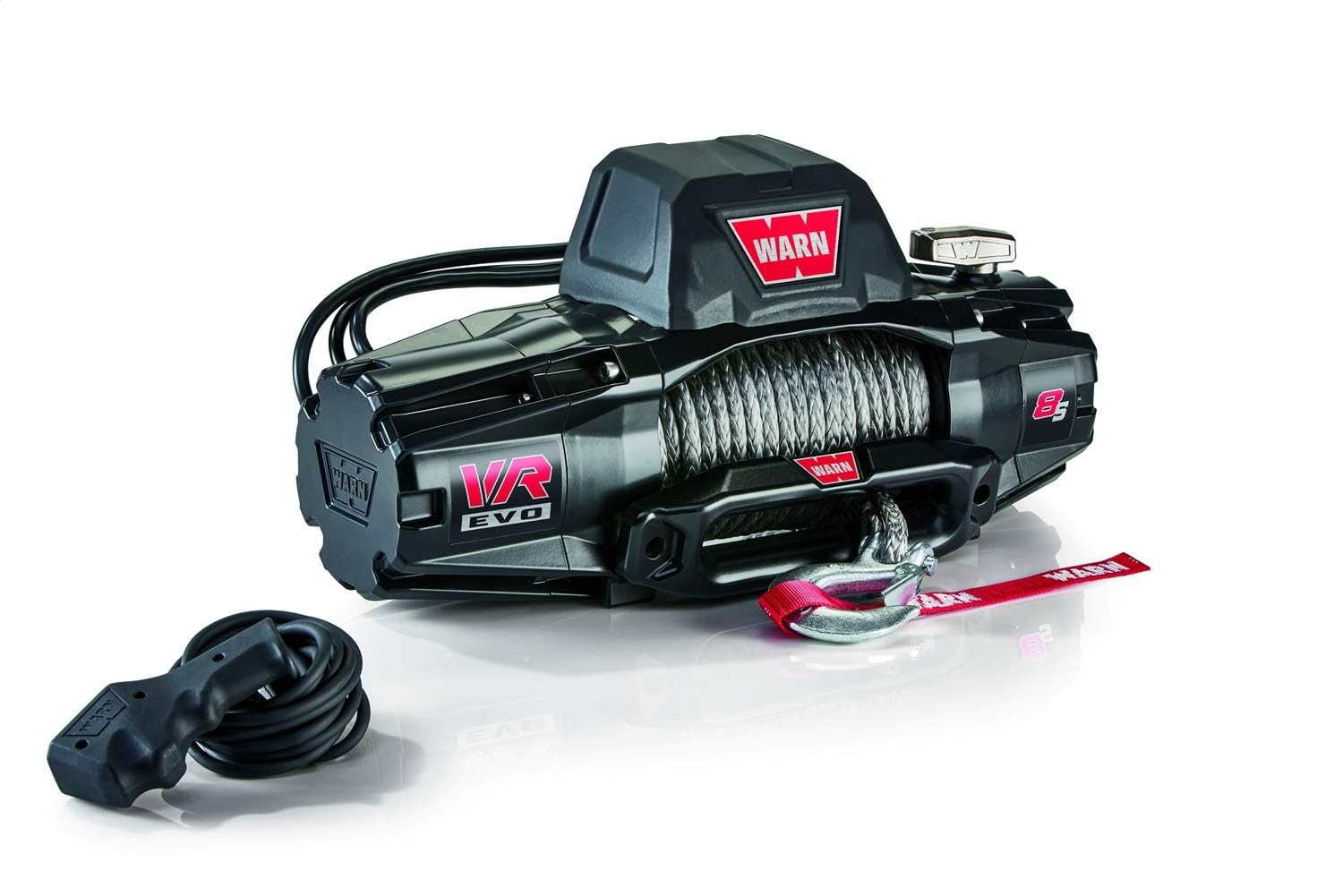 8-S WARN VR EVO Electric 12V DC Winch – 8,000 lb Pulling Capacity, Synthetic Rope, IP68 Waterproof, High-Performance Off-Road Recovery Winch for Jeeps, SUVs, and Light Trucks